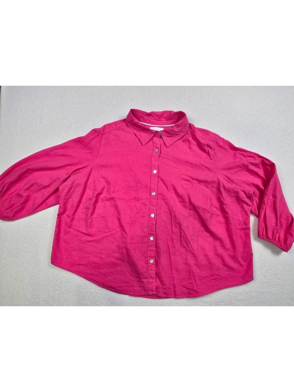 Cynthia Rowley Large Pink Button-Up Shirt Linen Blend
